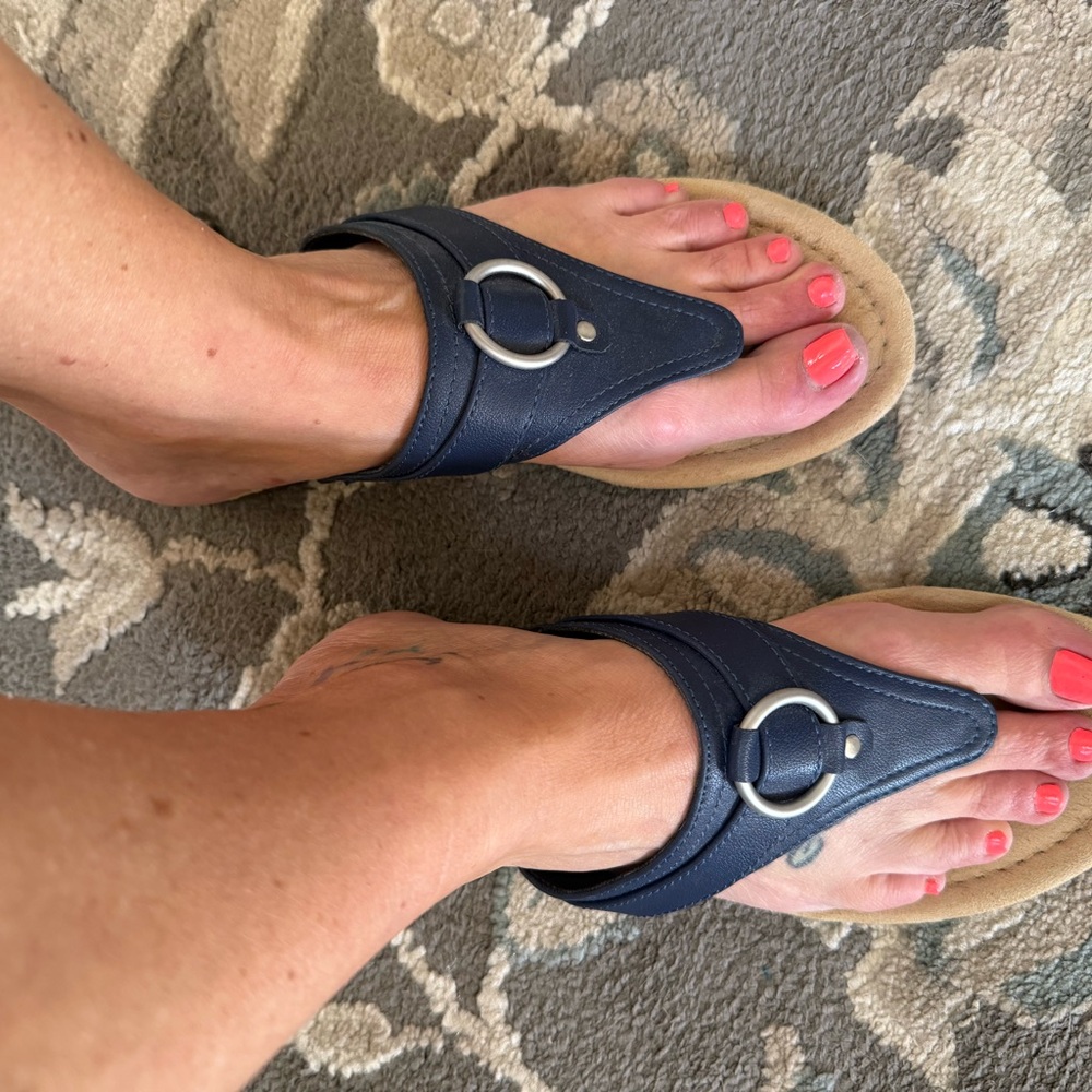 St. John's Bay Women's Navy Blue and Tan Sandals - Picture 5 of 6